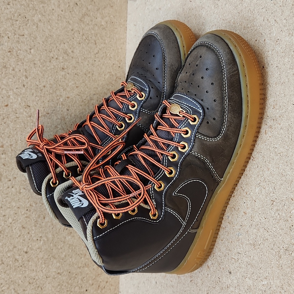 Nike Air Force I 7Y Brown Orange Laces Gum Sole 653998-200 Clean (No Insoles)